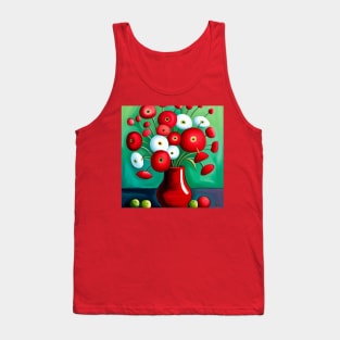 Cute Abstract Flowers in a Red Vase Still Life Painting Tank Top